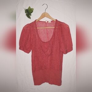 Anthropologie MOTH Women's Red Knit Top Blouse Medium